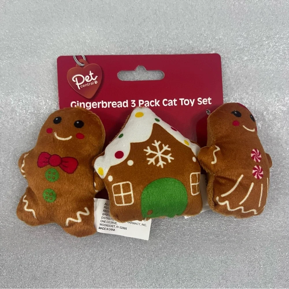 Gingerbread Cat Plush Toy 3 Pack Set For Christmas PET Central